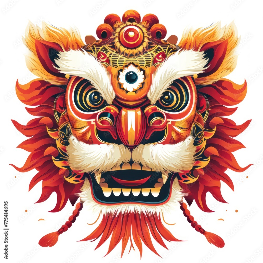 Head design of Lion dance as the traditional Chinese folk event ...