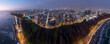 Panoramic aerial view captured with a drone, of the Miraflores district, in Lima, Peru.  The cliffs, the 