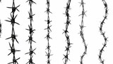 Isolated barbed wire strip over white background