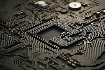 Wall Mural - A close up of a circuit board with many different components. Generative AI.