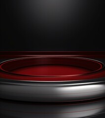 Wall Mural - A red and silver bowl sitting on a black background. Generative AI.