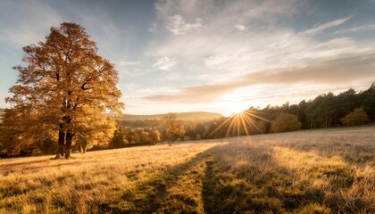 Poster - beautiful autumn scenery on a meadow