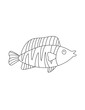 Striped Fish Coloring Page for Print. Underwater animals and Ocean Life Creatures.