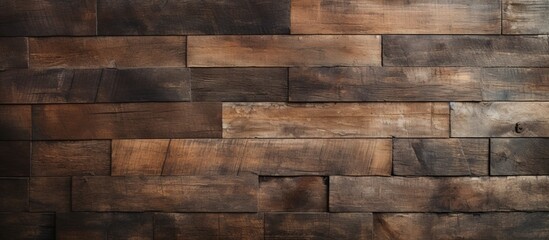 Sticker - Numerous wooden planks make up a detailed close-up of a textured wooden wall, showcasing its natural beauty and rustic charm