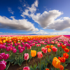 Poster - Vibrant tulip field in full bloom. 