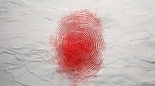 Red Fingerprint On A White Marble Background.