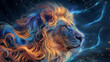 Profile Male Lion Head Leo  Zodiac Abstract Art Animal Portrait Illustration 