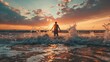 Boy standing at sea view during sun set 
