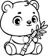 Panda ours avec bambou, dessin au trait à colorier. Idéal pour page ou livre de coloriage ou activité pour enfants