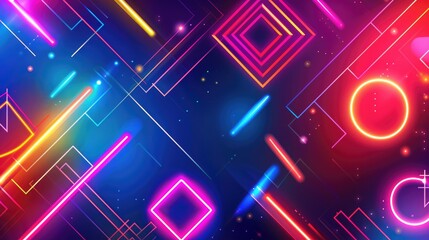 Wall Mural - Abstract geometry infused with vibrant neon hues, Ai Generated.