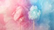 Soft pastel colors backdrop the whimsy of colorful cotton candy, Ai Generated.
