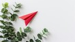 Navigate business strategy with a red paper plane on a clean white backdrop. Ai Generated.
