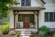 Cozy home entrance with wooden elements and greenery