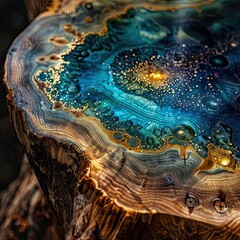 Wall Mural - magical mystical wood slice macro