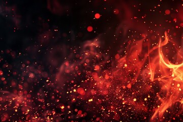 Wall Mural - Abstract dark glittering fire particles