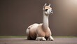 Calm looking alpaca or llama wearing simple clothes, sitting on ground in lotus like position. Zen meditation concept. Banner with space for text at side. Generative AI 