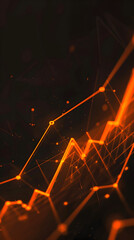 Wall Mural - A black and orange background with lines and dots