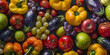 vibrant mix of colorful fruits and vegetables, generative AI
