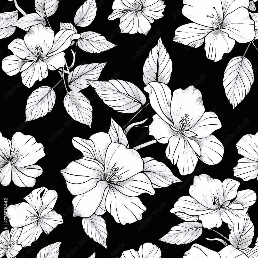Elegant black and white floral seamless pattern, perfect for wallpaper ...