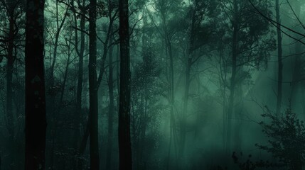  Enigmatic forest. dark green and black colors, mystical atmosphere with rembrandt studio lighting