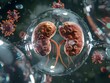 Kidney Immune Defense Bubble Visualization Representing Antibody Protection