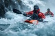 Intense and Thrilling Kayak Slalom Race Through Roaring River Rapids and Monumental Waterfalls