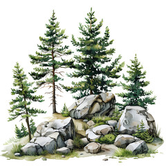 Wall Mural - pine tree on the rock