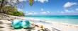 Caribbean paradise Easter eggs with turquoise waters and sandy beaches