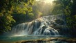 © Chom - Dunns River Falls Jamaican Beauty, Capture the vibrant spirit and natural beauty of Dunns River Falls in Jamaica, with its cascading waters and lush tropical surroundings, epitomizing the allure of th