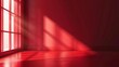 Elegant red studio background with light and shadow window reflection, empty room for product display