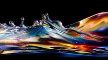 Abstract Colorful Wave Liquid On A Black Background