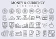collection set of money and currency line icon illustration design