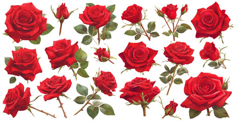 Wall Mural - Watercolor red rose clipart for graphic resources