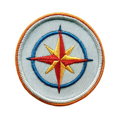 compass embroidered patch badge isolated on transparent background
