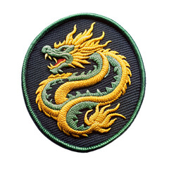 dragon embroidered patch badge isolated on transparent background