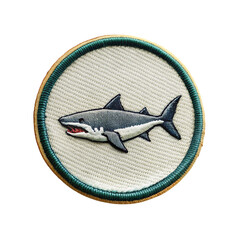 shark embroidered patch badge isolated on transparent background