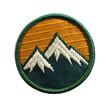 mountain embroidered patch badge isolated on transparent background