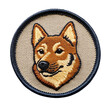 dog embroidered patch badge isolated on transparent background