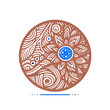 Mystical Hand Drawn Abstract circle with hot blue nucleus, Editable vector	
