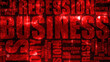 Red colored collapse recession business word cloud illustration.