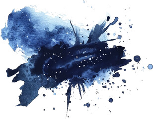 Wall Mural - watercolor dark blue galaxy night sky texture, stars and nebula on white background