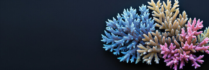 Wall Mural - colourful fluorescent coral isolated on black background