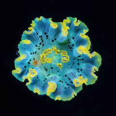 Wall Mural - colourful fluorescent coral isolated on black background