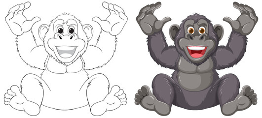 Poster - Vector illustration of a happy, playful gorilla