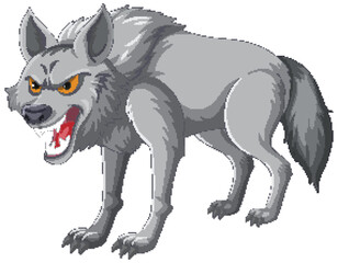 Wall Mural - Vector graphic of an aggressive grey wolf