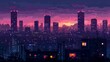 city at night. synthwave styled landscape. futuristic background.