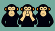 The classic hear no evil see no evil speak no evil pose representing the idea of turning a blind eye to contradicting information.