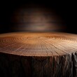 Close-up of a wooden stump against a dark background