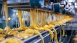 Pasta factory. Mass automated conveyor pasta production