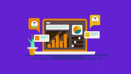 Poster - advertising performance analytics report on dashboard screen, measuring click through rate, website 